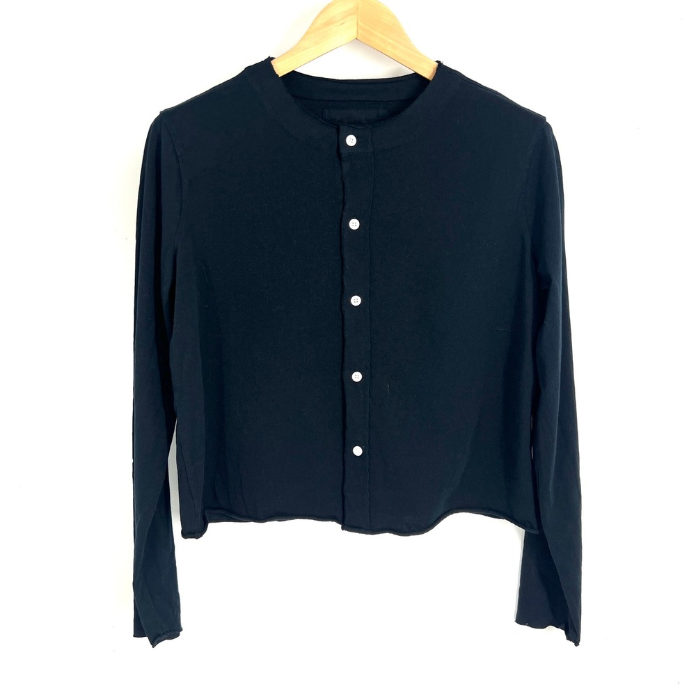 Frank & Eileen Black Cotton Button Front Cropped Cardigan LAB536 Size S NWOT